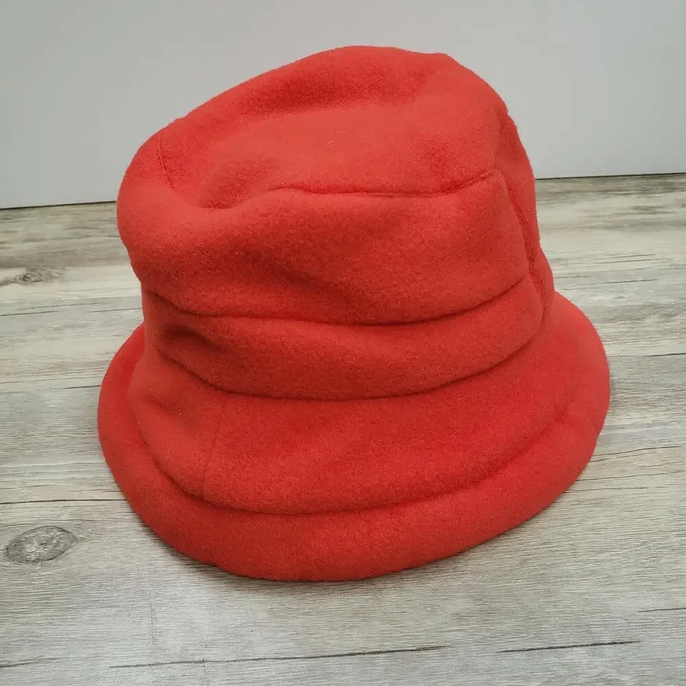 Hanna Andersson Hat Bucket Girls One Size Red Fleece Lined Winter Warm